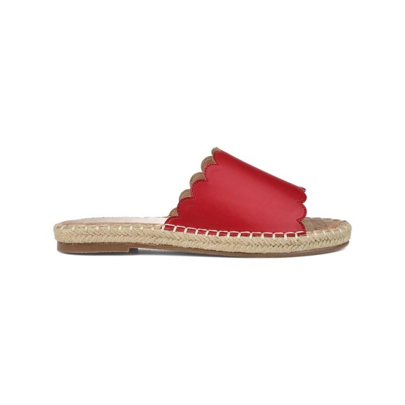 JOURNEE COLLECTION Marjan Red Scalloped Padded Espadrille Slide Sandals 8.5 EUC - Picture 3 of 13